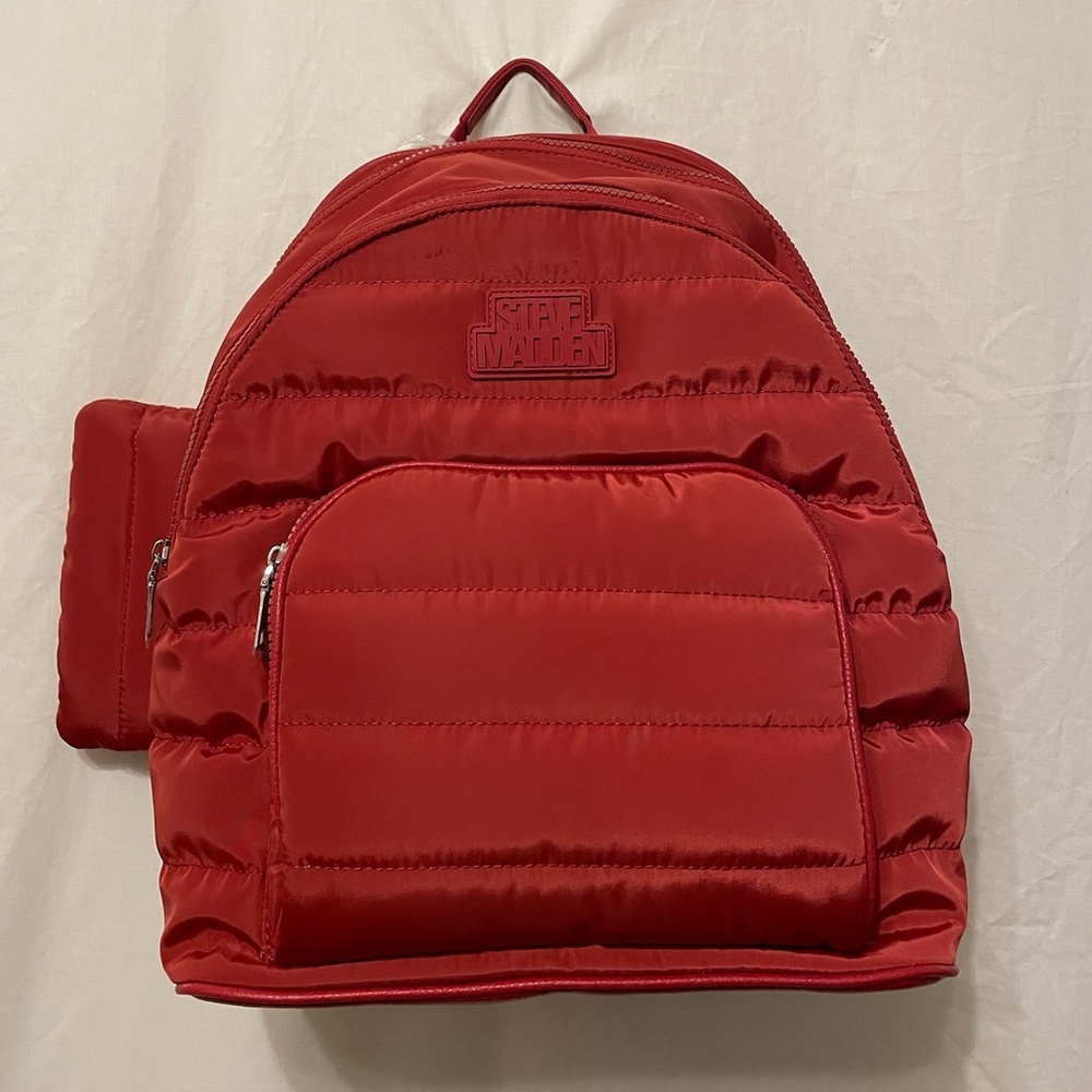 NWT Steve Madden Padded Red Backpack with Wristlet Wallet